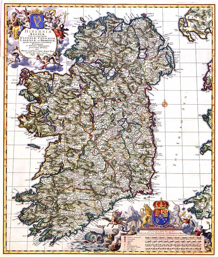 Map of Ireland published by Nicolaes Visscher II about 1689