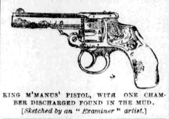 The Examiner’s drawing captioned as King McManus’s pistol, 23 February 1892.